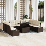 Casa si Gradina - Gradina si terasa - Mobilier exterior - Canapele si fotolii gradina - Set de canapele pentru gradina din 10 piese cu perne maro din ratan poli - Infinity.ro