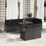 Casa si Gradina - Gradina si terasa - Mobilier exterior - Canapele si fotolii gradina - Set Masa Gradina 9 Piese Perne Negru Poliratan Acacia - Infinity.ro