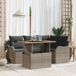 Casa si Gradina - Gradina si terasa - Mobilier exterior - Canapele si fotolii gradina - Set 5 Piese Gradina cu Perne Gri Ratan Poliratan Acacia - Infinity.ro