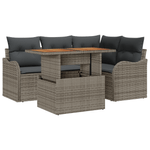 Casa si Gradina - Gradina si terasa - Mobilier exterior - Canapele si fotolii gradina - Set 5 Piese Gradina cu Perne Gri Ratan Poliratan Acacia - Infinity.ro