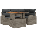 Casa si Gradina - Gradina si terasa - Mobilier exterior - Canapele si fotolii gradina - Set de dining pentru gradina , 5 piese cu perne, gri, ratan poli, acacia - Infinity.ro