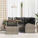 Casa si Gradina - Gradina si terasa - Mobilier exterior - Canapele si fotolii gradina - Set de dining pentru gradina , 5 piese cu perne, gri, ratan poli, acacia - Infinity.ro