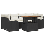 Casa si Gradina - Gradina si terasa - Mobilier exterior - Canapele si fotolii gradina - Set Sofa Gradina  cu 7 Piese si Perne Negre Ratan Poliester Acacia - Infinity.ro