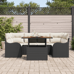 Casa si Gradina - Gradina si terasa - Mobilier exterior - Canapele si fotolii gradina - Set Sofa Gradina  cu 7 Piese si Perne Negre Ratan Poliester Acacia - Infinity.ro