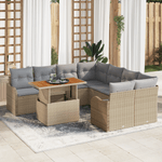 Casa si Gradina - Gradina si terasa - Mobilier exterior - Canapele si fotolii gradina - Set Canapea Gradina  9 Piese cu Perne Bej Ratan Polimeric Acacia - Infinity.ro