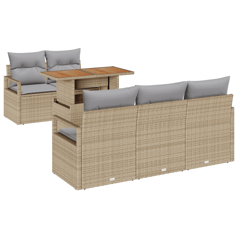 Casa si Gradina - Gradina si terasa - Mobilier exterior - Canapele si fotolii gradina - Set Canapea Gradina  cu Perne Bej Ratan Polimeric Acacia - Infinity.ro