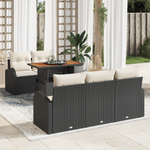 Casa si Gradina - Gradina si terasa - Mobilier exterior - Canapele si fotolii gradina - Set Masa Gradina 6 Piese cu Perne Negru Poli Ratan Acacia - Infinity.ro