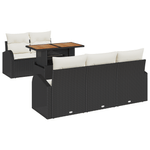 Casa si Gradina - Gradina si terasa - Mobilier exterior - Canapele si fotolii gradina - Set Masa Gradina 6 Piese cu Perne Negru Poli Ratan Acacia - Infinity.ro