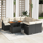 Casa si Gradina - Gradina si terasa - Mobilier exterior - Canapele si fotolii gradina - Set canapea pentru gradina  cu 9 piese si perne Negru Poliratan Acacia - Infinity.ro