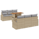 Casa si Gradina - Gradina si terasa - Mobilier exterior - Canapele si fotolii gradina - Set de dining pentru gradina de 7 piese cu perne Bej din Ratan Poli Acacia - Infinity.ro