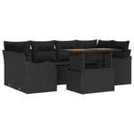 Casa si Gradina - Gradina si terasa - Mobilier exterior - Canapele si fotolii gradina - Set Canapea Gradina cu 7 Piese cu Perne Negru Ratan Poliester Acacia - Infinity.ro