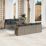 Casa si Gradina - Gradina si terasa - Mobilier exterior - Canapele si fotolii gradina - Set de Canapea pentru Gradina  9 Piese cu Perne Ratan Polu Gri Acacia - Infinity.ro