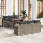 Casa si Gradina - Gradina si terasa - Mobilier exterior - Canapele si fotolii gradina - Set canapea gradina  cu pernute gri din ratan acacia - Infinity.ro