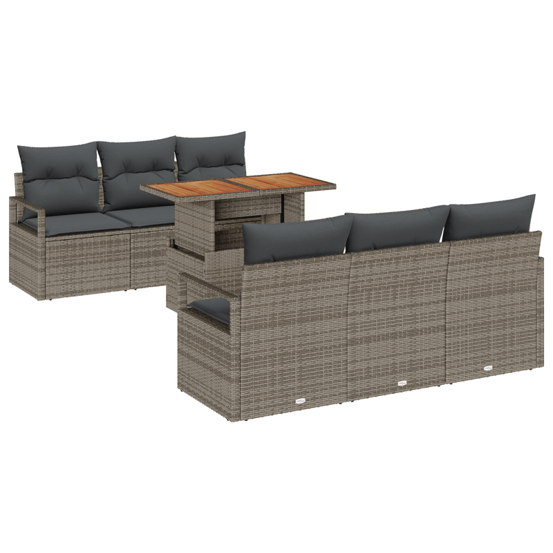 Casa si Gradina - Gradina si terasa - Mobilier exterior - Canapele si fotolii gradina - Set canapea gradina  cu pernute gri din ratan acacia - Infinity.ro