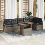 Casa si Gradina - Gradina si terasa - Mobilier exterior - Canapele si fotolii gradina - Set canapea de gradina  de 7 piese cu perne gri din poliratran acacia - Infinity.ro