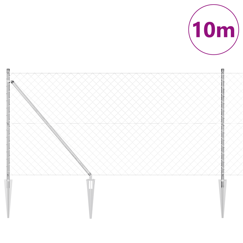 Casa si Gradina - Gradina si terasa - Garduri, panouri si accesorii - Imprejmuire cu plasa de lant cu 7 tevi ascutite 1.2x10 m din otel galvanizat - Infinity.ro