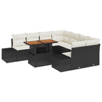 Casa si Gradina - Gradina si terasa - Mobilier exterior - Canapele si fotolii gradina - Set de dining pentru gradina de 9 piese cu perne, ratan negru si acacia - Infinity.ro