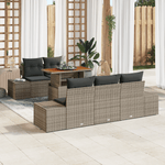 Casa si Gradina - Gradina si terasa - Mobilier exterior - Canapele si fotolii gradina - Set de 6 Piese pentru Gradina cu Perne Gri din Poliratan Acacia - Infinity.ro