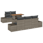 Casa si Gradina - Gradina si terasa - Mobilier exterior - Canapele si fotolii gradina - Set de 6 Piese pentru Gradina cu Perne Gri din Poliratan Acacia - Infinity.ro