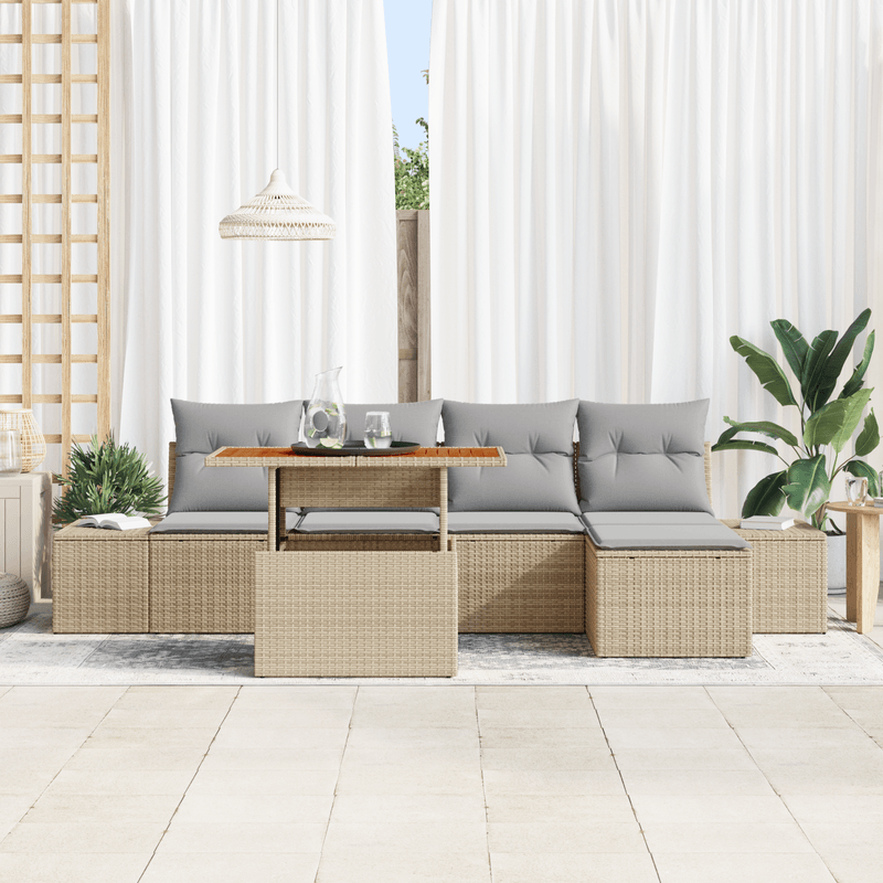 Casa si Gradina - Gradina si terasa - Mobilier exterior - Canapele si fotolii gradina - Set de dining pentru gradina cu perne Bej Ratan Polimer Acacia - Infinity.ro