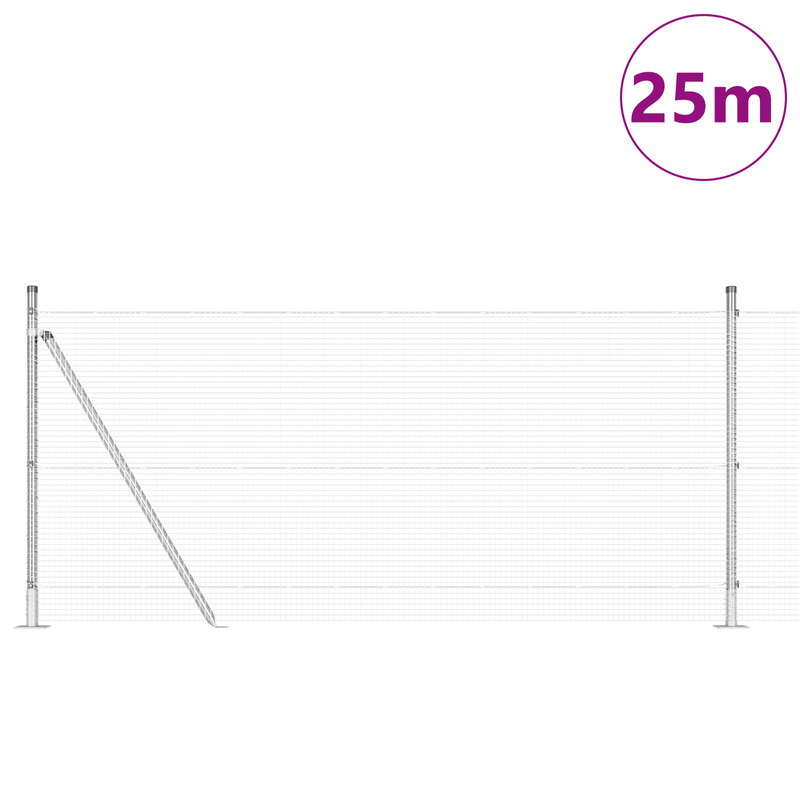 Casa si Gradina - Gradina si terasa - Garduri, panouri si accesorii - Gard din Sarma Sudata cu 13 Stalpi Flansati 0.8x25 m Otel Galvanizat - Infinity.ro