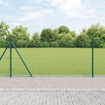 Casa si Gradina - Gradina si terasa - Garduri, panouri si accesorii - Imprejmuire cu Fiare Sudati cu 13 Stalpi Flansati Verde 1x50 m Otel - Infinity.ro