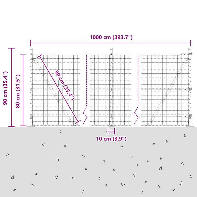 Casa si Gradina - Gradina si terasa - Garduri, panouri si accesorii - Euro Fence cu 7 stalpi cu flansa 0.8x10 m Otel galvanizat - Infinity.ro