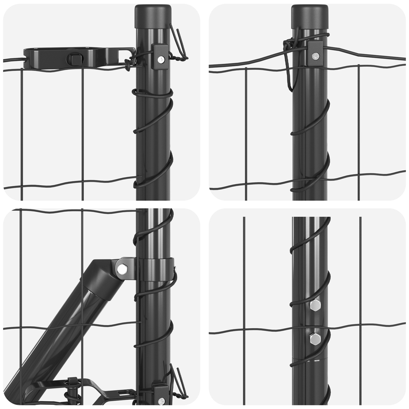 Casa si Gradina - Gradina si terasa - Garduri, panouri si accesorii - Euro Fence cu 7 Stalpi Flansati 1.6x10 m Otel Galvanizat - Infinity.ro