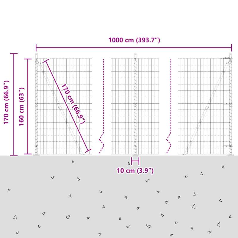 Casa si Gradina - Gradina si terasa - Garduri, panouri si accesorii - Euro Fence cu 7 Stalpi Flansati 1.6x10 m Otel Galvanizat - Infinity.ro
