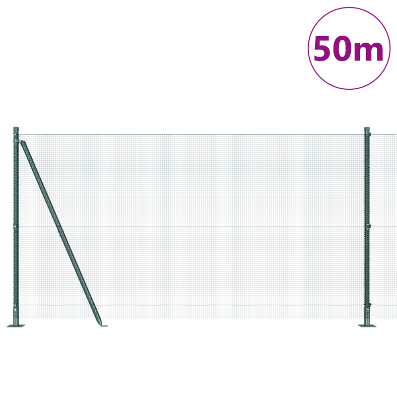 Casa si Gradina - Gradina si terasa - Garduri, panouri si accesorii - Gard din Sarma Sudata cu 13 Stalpi Flangati Verde 1.2x50 m Otel - Infinity.ro