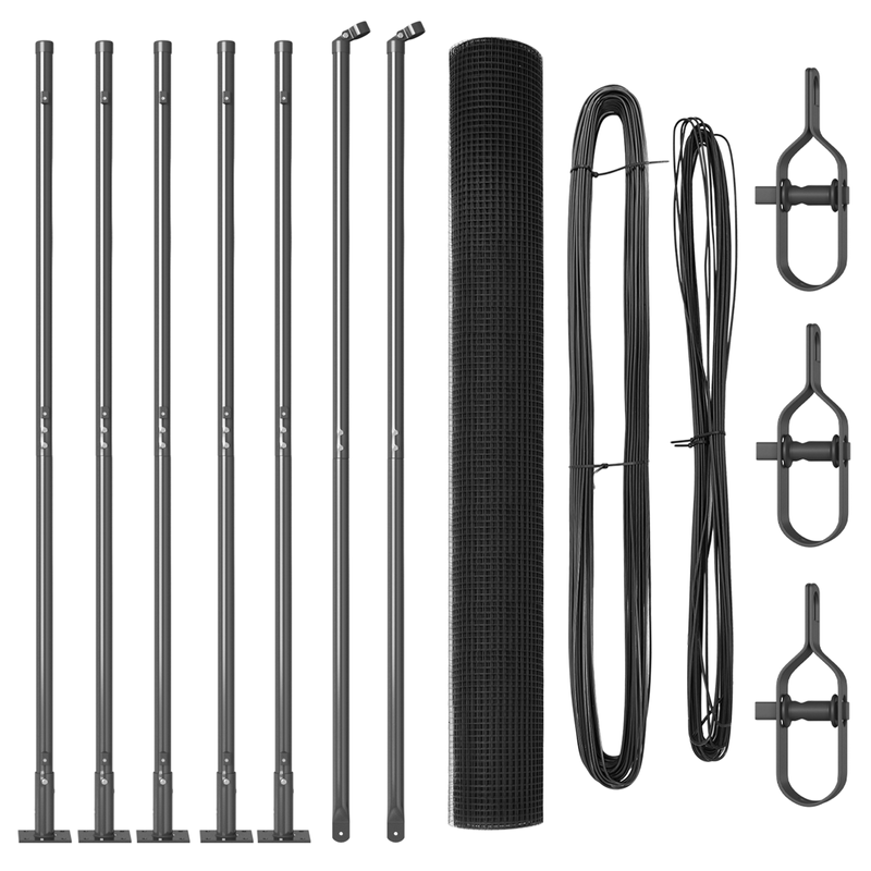 Casa si Gradina - Gradina si terasa - Garduri, panouri si accesorii - Gard din plasa sudata cu 7 Stalpi Flansati Gri 1.6x10 m Otel - Infinity.ro