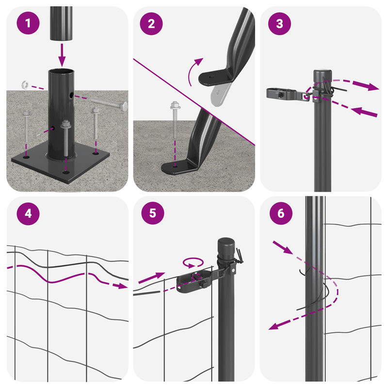 Casa si Gradina - Gradina si terasa - Garduri, panouri si accesorii - Gard din plasa sudata cu 7 Stalpi Flansati Gri 1.6x10 m Otel - Infinity.ro