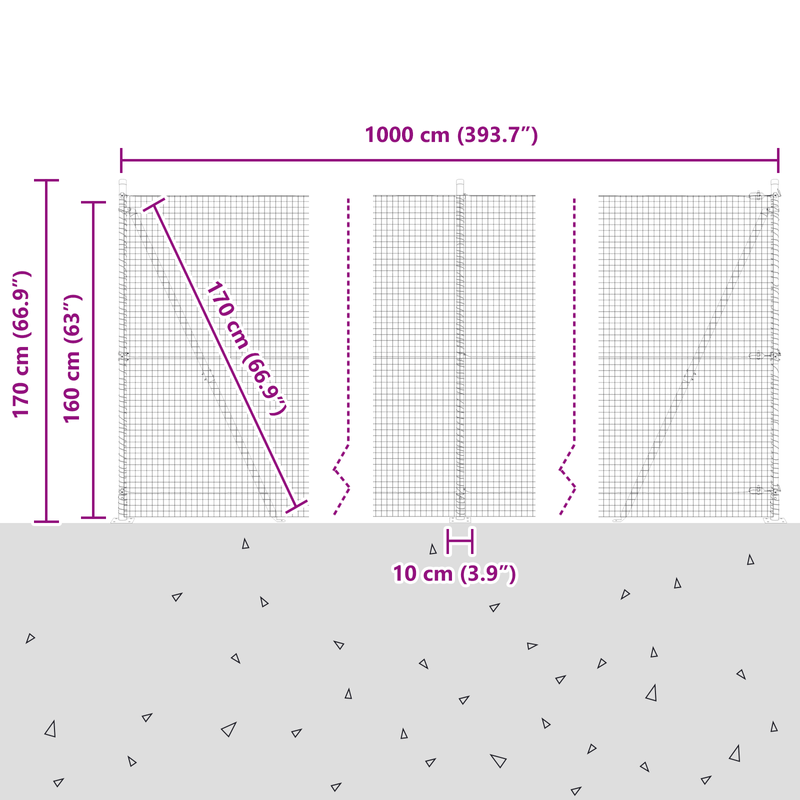 Casa si Gradina - Gradina si terasa - Garduri, panouri si accesorii - Gard din plasa sudata cu 7 Stalpi Flansati Gri 1.6x10 m Otel - Infinity.ro