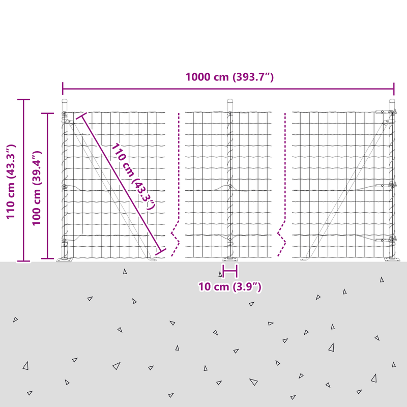 Casa si Gradina - Gradina si terasa - Garduri, panouri si accesorii - Euro Fence cu 7 stalpi flansati 1x10 m Otel galvanizat - Infinity.ro
