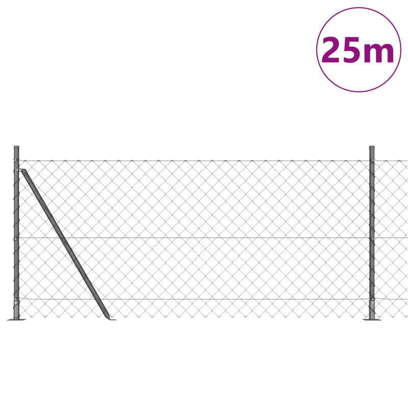 Casa si Gradina - Gradina si terasa - Garduri, panouri si accesorii - Gard de sarma zincata Set de 2 Gri Metal, Plastic 25 x 0.8 m - Infinity.ro