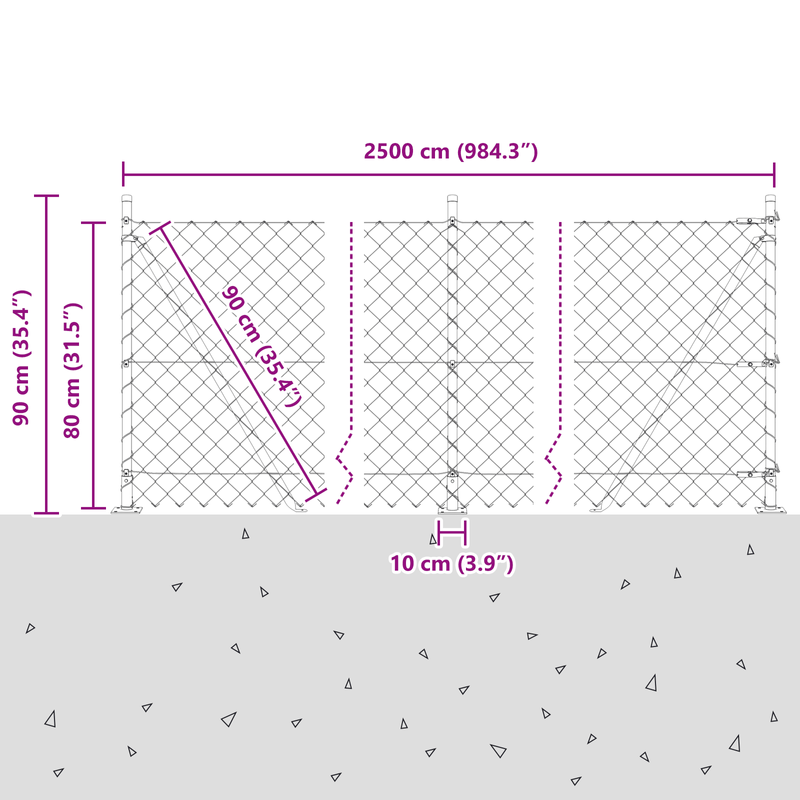 Casa si Gradina - Gradina si terasa - Garduri, panouri si accesorii - Gard de sarma zincata Set de 2 Gri Metal, Plastic 25 x 0.8 m - Infinity.ro