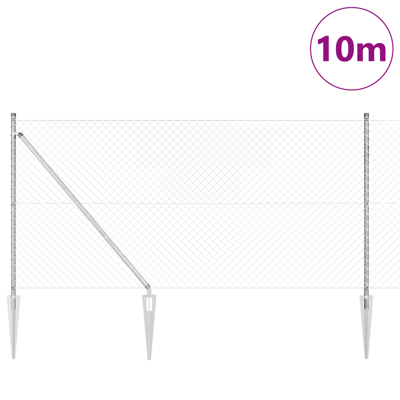 Casa si Gradina - Gradina si terasa - Garduri, panouri si accesorii - Imprejmuire cu plasa de lant cu 7 stalpi de ancorare 1.2 x 10 m Otel galvanizat - Infinity.ro