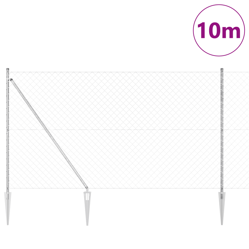 Casa si Gradina - Gradina si terasa - Garduri, panouri si accesorii - Imprejmuire cu plasa de lant cu 7 stalpi de ancorare 1.5x10 m Otel zincat - Infinity.ro