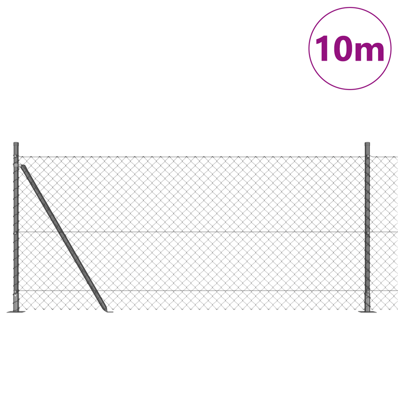 Casa si Gradina - Gradina si terasa - Garduri, panouri si accesorii - Gard din lant cu 7 stalpi de suport 0.8x10 m din otel galvanizat - Infinity.ro