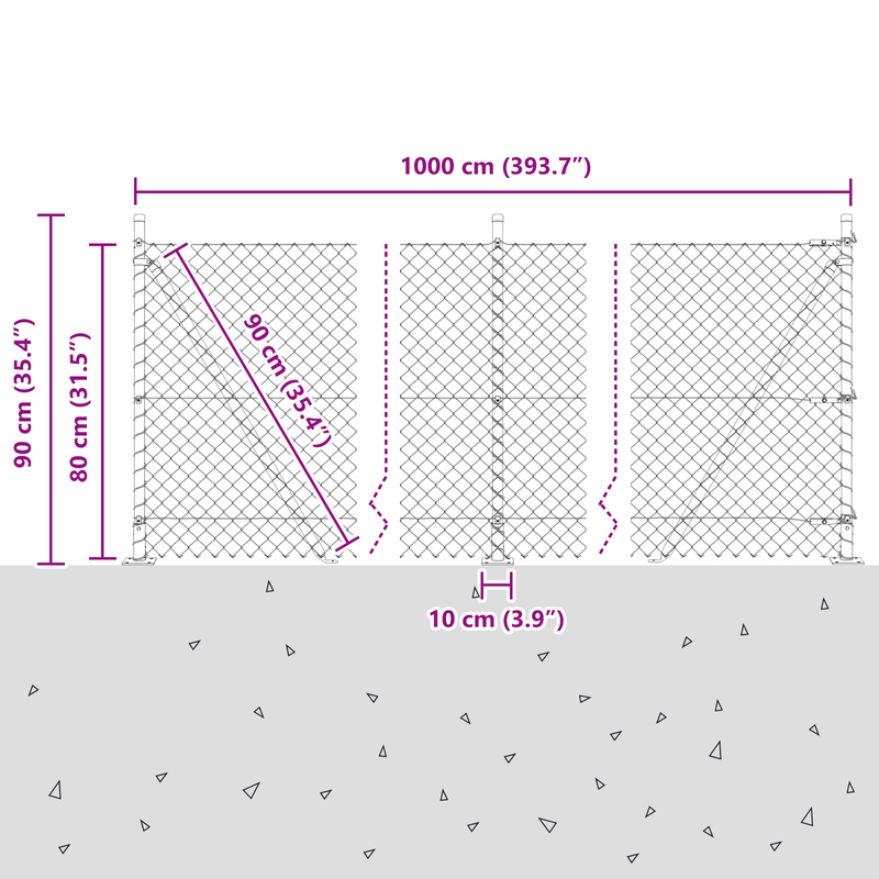 Casa si Gradina - Gradina si terasa - Garduri, panouri si accesorii - Gard din lant cu 7 stalpi de suport 0.8x10 m din otel galvanizat - Infinity.ro