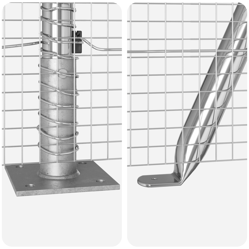 Casa si Gradina - Gradina si terasa - Garduri, panouri si accesorii - Imprejmuire cu Sarma Sudata cu 7 Stalpi Flansati 1,2x10 m Otel Galvanizat - Infinity.ro