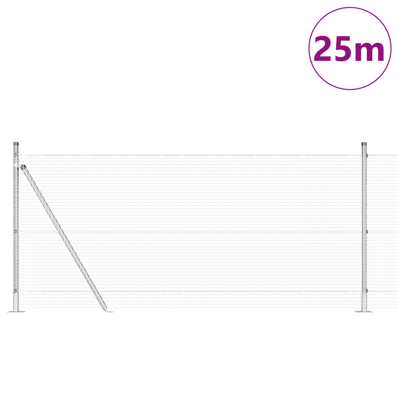 Casa si Gradina - Gradina si terasa - Garduri, panouri si accesorii - Gard din Sarma Sudata cu 13 Stalpi Flansati 0.8x25 m Otel Galvanizat - Infinity.ro