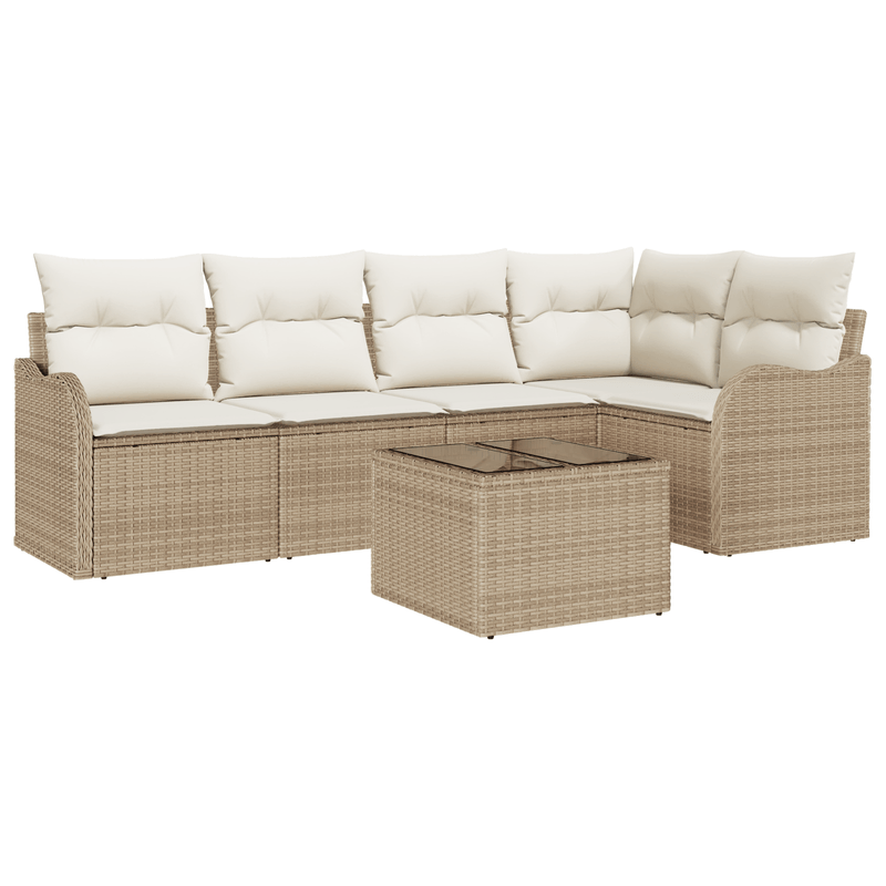 Casa si Gradina - Gradina si terasa - Mobilier exterior - Canapele si fotolii gradina - Set de canapele de gradina  6 piese cu perne Poliratan maro - Infinity.ro