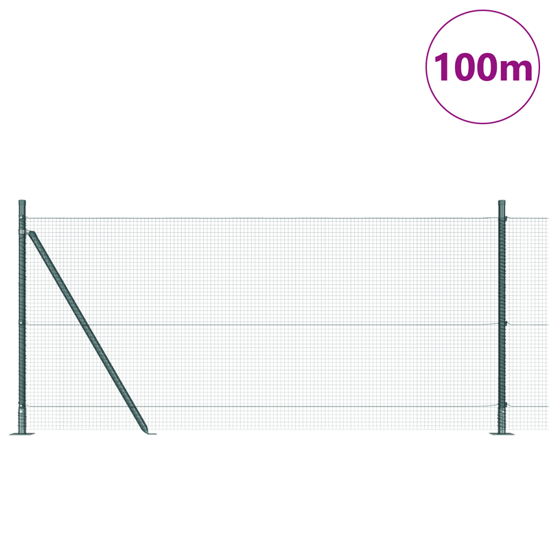 Casa si Gradina - Gradina si terasa - Garduri, panouri si accesorii - Gard din sarma sudata cu 13 stalpi flansati Verde 0.8x100 m Otel - Infinity.ro