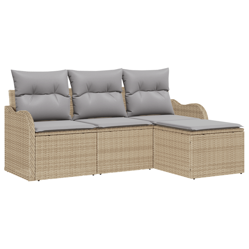 Casa si Gradina - Gradina si terasa - Mobilier exterior - Canapele si fotolii gradina - Set de canapea cu 4 piese pentru gradina cu perne Bej Ratan Poliester - Infinity.ro