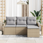 Casa si Gradina - Gradina si terasa - Mobilier exterior - Canapele si fotolii gradina - Set de canapea cu 4 piese pentru gradina cu perne Bej Ratan Poliester - Infinity.ro