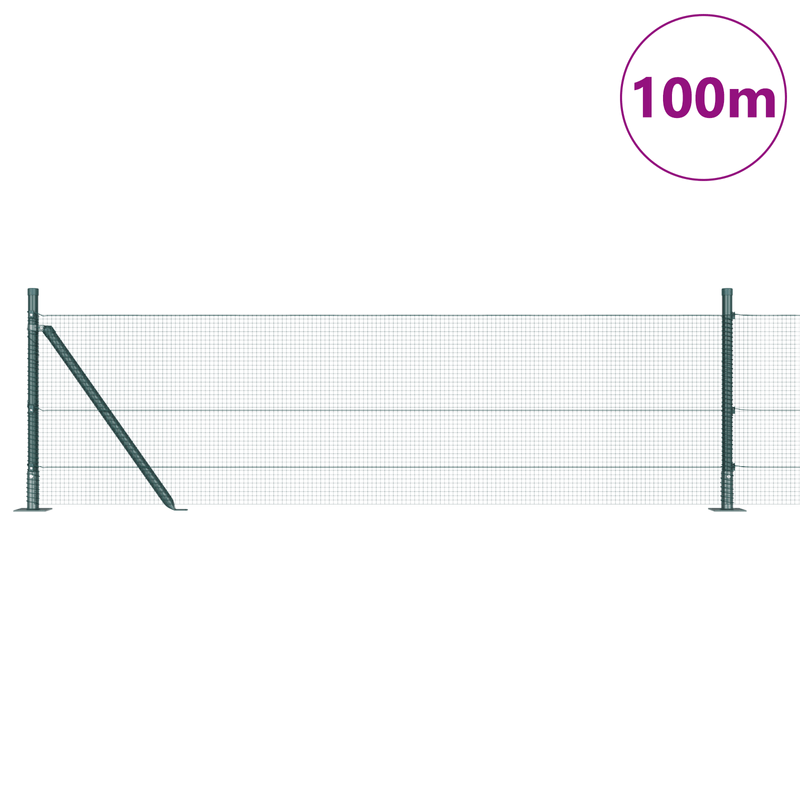 Casa si Gradina - Gradina si terasa - Garduri, panouri si accesorii - Gard din sarma sudata cu 13 stalpi flansati Verde 0.4x100 m - Infinity.ro