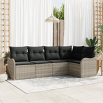 Casa si Gradina - Gradina si terasa - Mobilier exterior - Canapele si fotolii gradina - Set de canapea de gradina  5 piese cu perne gri deschis din poliratan - Infinity.ro