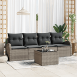 Casa si Gradina - Gradina si terasa - Mobilier exterior - Canapele si fotolii gradina - Set Canapea Gradina  5 Piese cu Perna Gri Ratan Poli - Infinity.ro