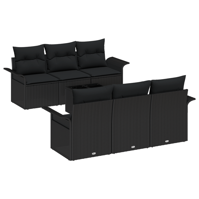 Casa si Gradina - Gradina si terasa - Mobilier exterior - Canapele si fotolii gradina - Set de canapele de gradina  cu perne Negru Poliratan - Infinity.ro